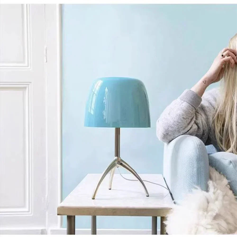 Glass Shade Table Lamp: Designer Tripod Desk Light for Bedroom