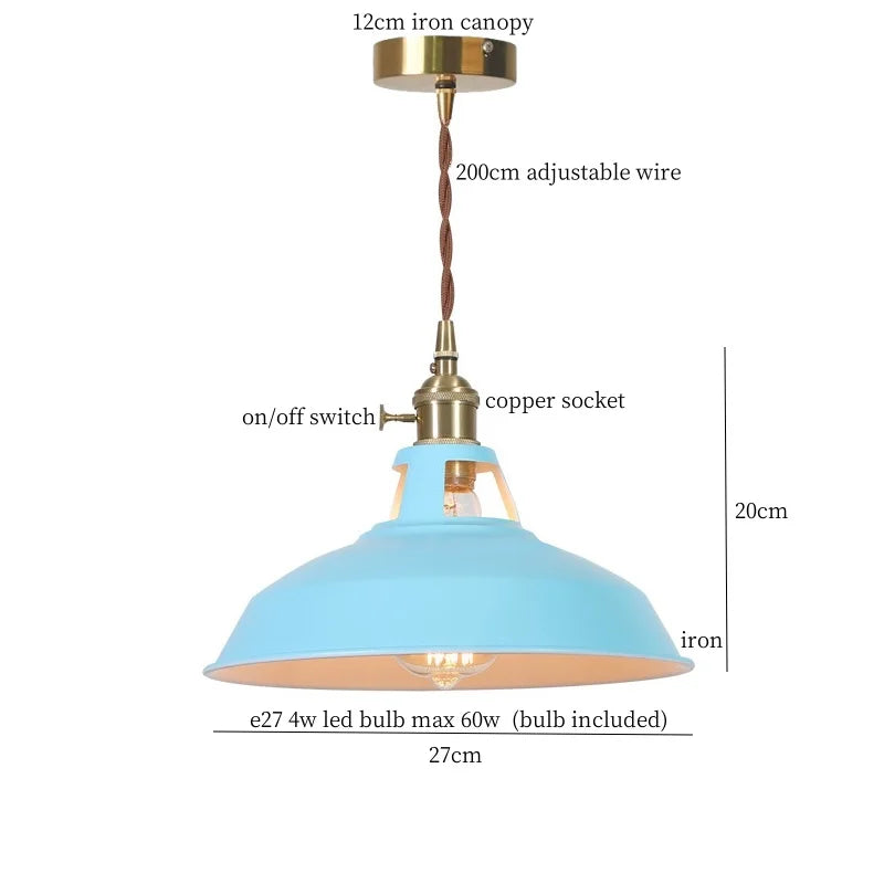 Blue Iron Art LED Pendant Light, Nordic Modern Style for Home and Commercial Spaces