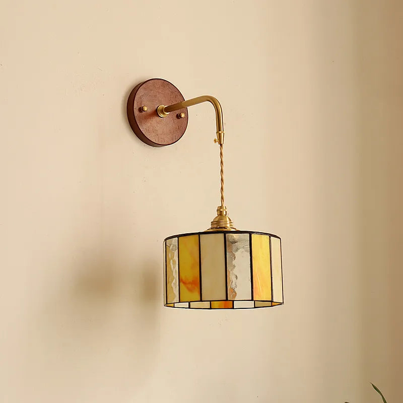 Adjustable LED Wall Lamp Sconce Copper Wood Glass Stair Light