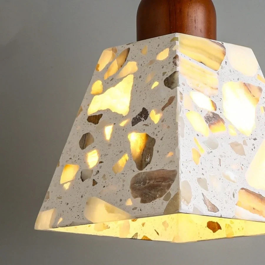 Wood LED Pendant Lamp Japan Style Wabi Sabi Hanging Light Fixtures