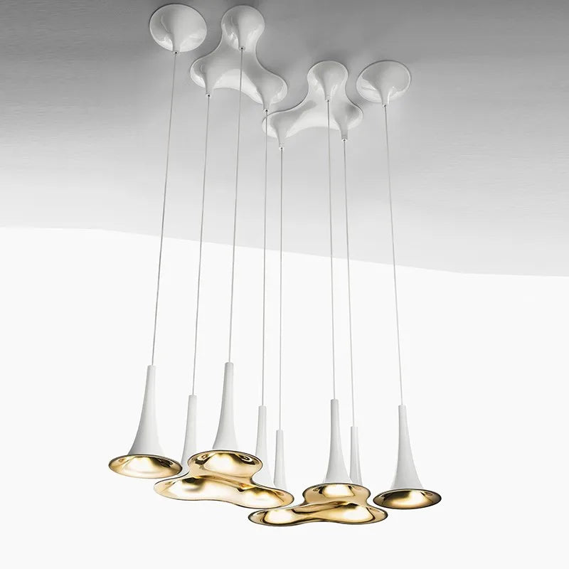 Minimalist Gold & White Pendant Light for Living Room & Bedroom