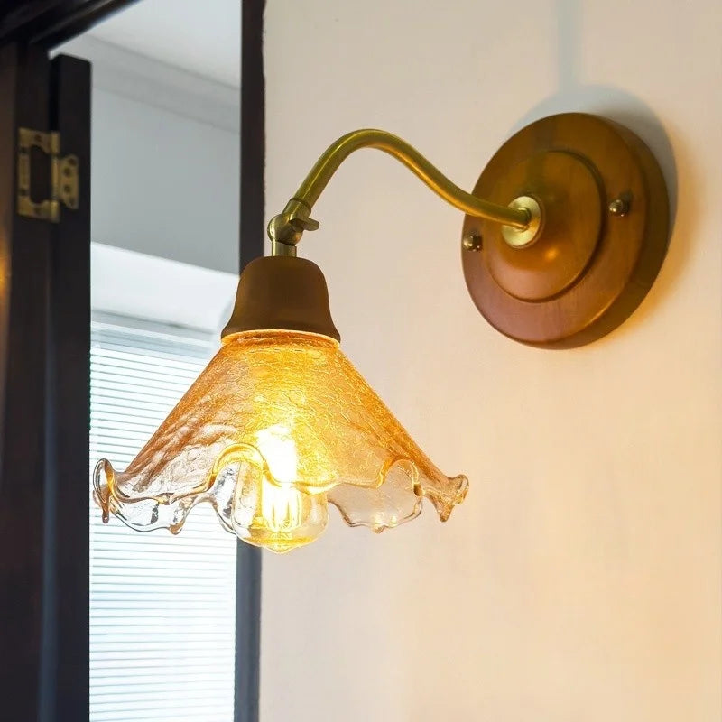 Afralia™ White Glass LED Wall Sconce - French Vintage Copper Applique Murale