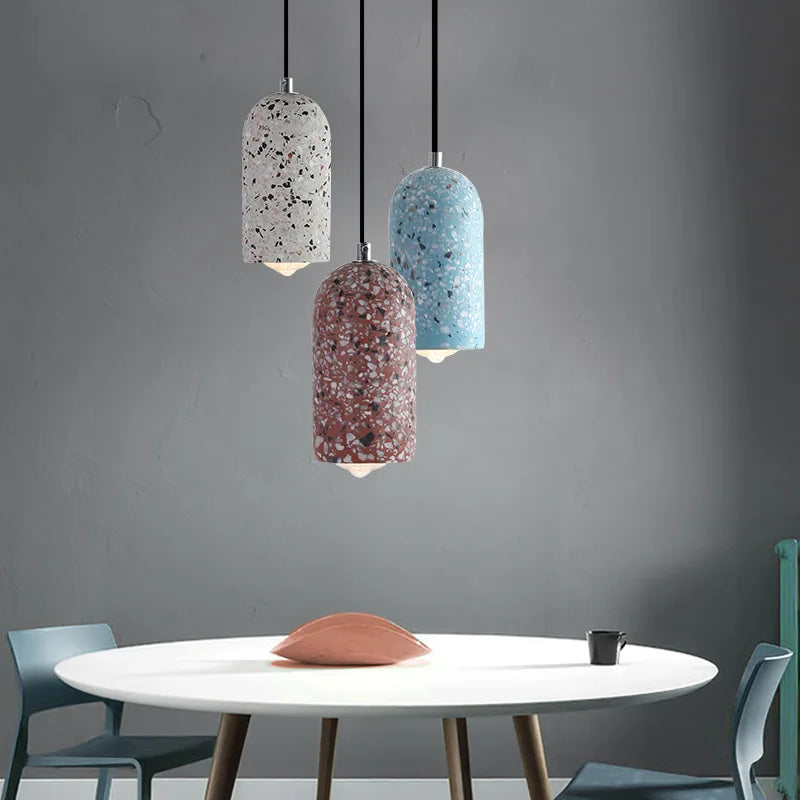 Terrazzo LED Pendant Lamp: Nordic Modern Style for Home, Bar, and Cafe Lighting.