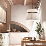 White Fabric LED Pendant Chandelier, Minimalist Living Room Ceiling Light