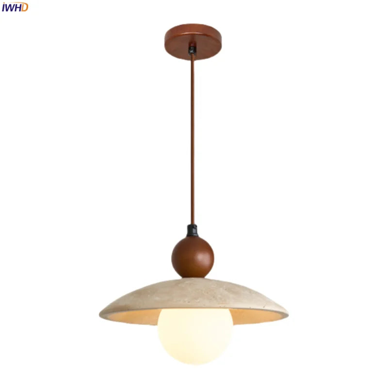 Yellow Travertine Glass LED Pendant Lights for Dining and Living Room