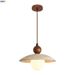 Yellow Travertine Glass LED Pendant Lights for Dining and Living Room