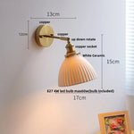 White Ceramic LED Wall Sconce with Pull Chain Switch & Rotate Copper Finish