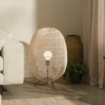 Rattan Ball Floor Lamp for Living Room, Bedroom, Study - Hand-Woven Wood Floor Light