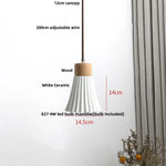 Wood & Ceramic LED Pendant Light for Kitchen Dining Room Decor