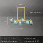 Blue Glass Flower Ceiling Chandelier Copper Hanging Lamps