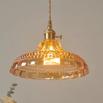 Orange Glass LED Pendant Lights with Knob Switch, Nordic Design