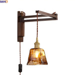 Modern LED Wall Lamp Wood Glass Nordic Bathroom Bedroom Living Room Light