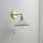 Ceramic LED Wall Light with Pull Chain Switch for Bedroom Bathroom Living Room