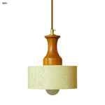 Wabi Sabi LED Pendant Lights Brown Wood Stone Yellow Travertine Hang Lamp