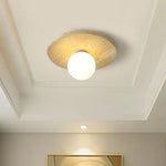 Yellow Travertine Glass Stone LED Ceiling Lamp