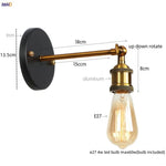 Gold Industrial LED Wall Lamp for Loft Stair & Bedroom Lighting