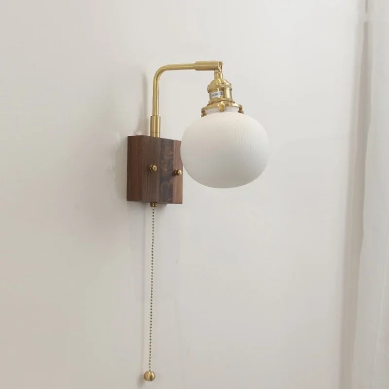 LED Ceramic Wall Sconce Pull Chain Switch Light Fixture