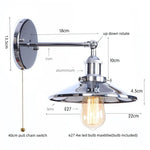 Afralia™ Vintage LED Wall Lights Pull Chain Lens Stair Aisle Bedside Lamp Iron Lightings