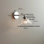 Afralia™ Iron Rotate LED Wall Light Modern Pull Chain Switch Clear Glass Wandlamp