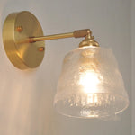 Clear Glass LED Wall Sconce with Pull Chain Switch, Brass E27, Bedroom Reading Light