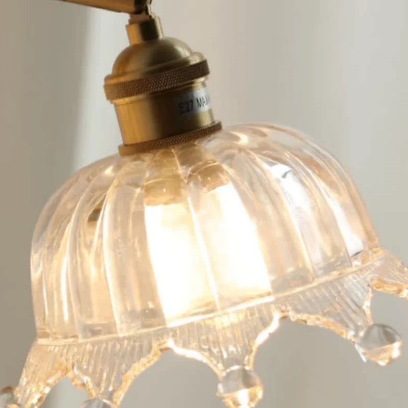 Crown Glass LED Wall Lights Brass Switch Stair Fixtures