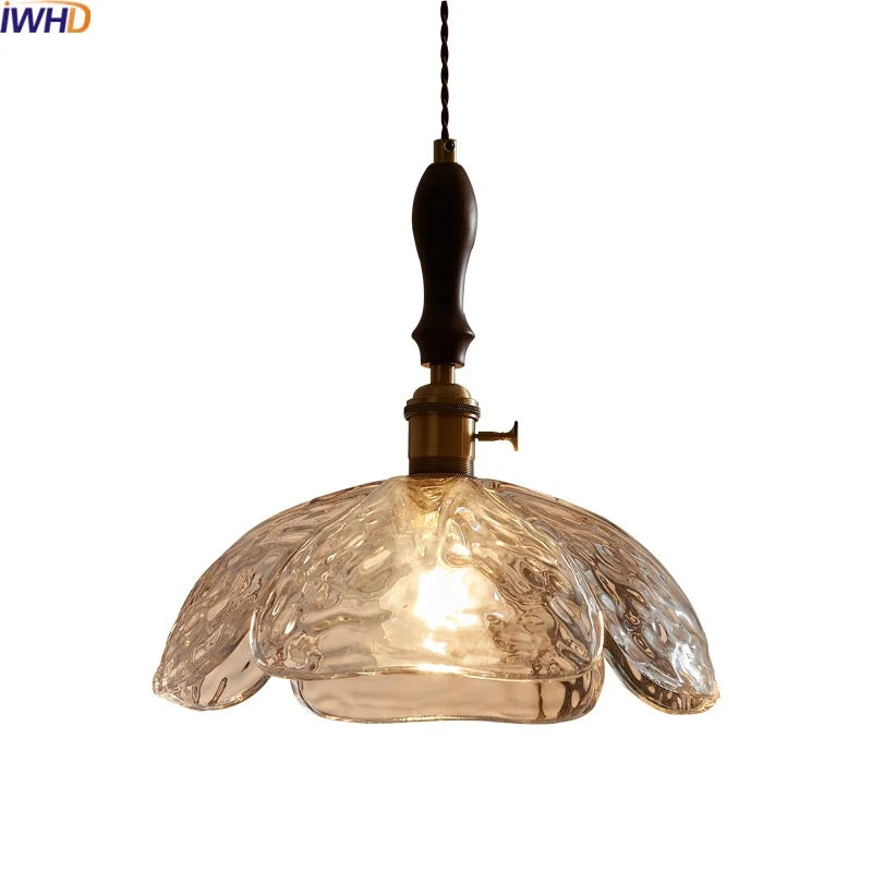 Clear Glass Pendant Lamp Japanese Style LED Hanging Lights