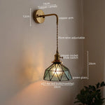 Copper Glass Pull Chain LED Wall Sconce for Indoor Living Room Stairway Lighting