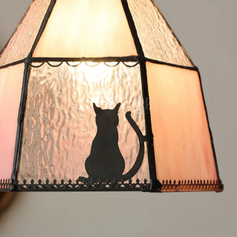 Afralia™ Tiffany Glass LED Pendant Lamp with Walnut Knob Switch