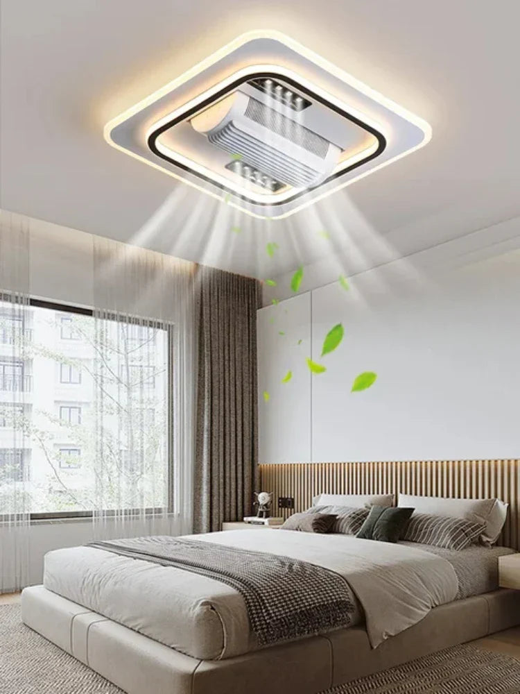 Bladeless LED Ceiling Fan Light: Modern Invisible Fan Lamp for Bedroom & Living Room