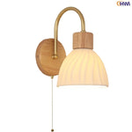 Afralia™ Nordic LED Wall Sconce Pull Chain Switch Ceramic Bedside Lamp