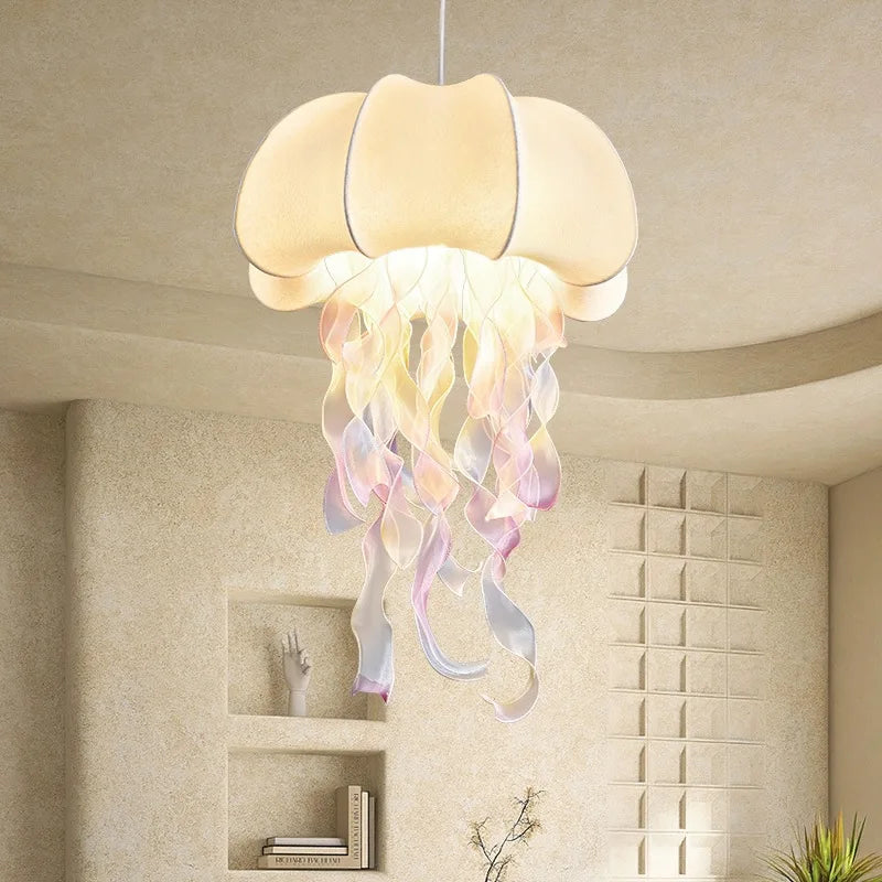 Jellyfish Silk Chandelier: Romantic Pendant Light for Living Room Bedroom Dining Room