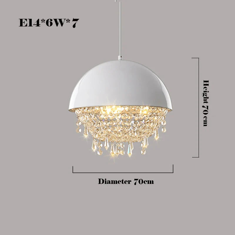 Modern Black White Hemisphere Hanging Chandelier Pendant Light for Living Dining Room
