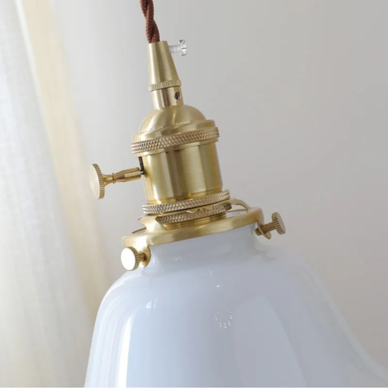 Modern White Glass Pendant Lamp Knob Switch LED Light Fixture Luminare