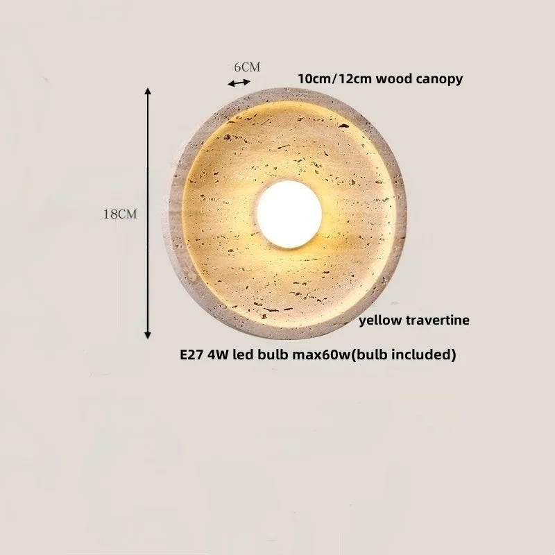 Afralia™ Natural Yellow Travertine Stone LED Wall Sconce Stair Light