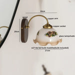 Glass Copper LED Wall Lights - Nordic Modern Bedroom Bathroom Living Room Lamp