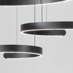 Black LED Chandelier Pendant Light for Foyer Stairs Bar, Minimalist Indoor Hanging Lamp