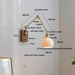 Wood Rotatable 2-Arm LED Wall Sconce with Pull Chain Switch