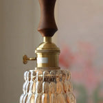 Flower Glass LED Pendant Lamp Walnut Wood Knob Switch Copper Socket