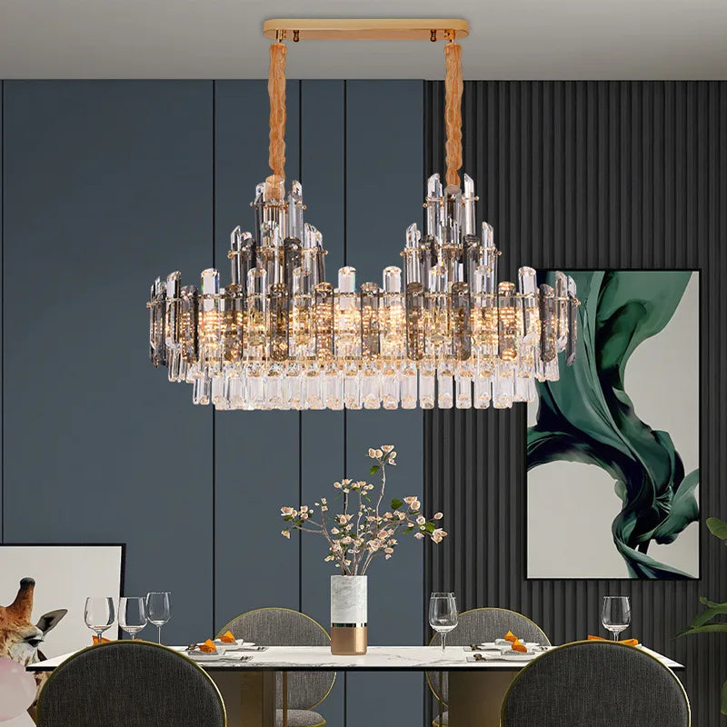 Oval Crystal Chandelier Lighting for Dinning Room