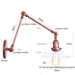 Adjustable Glass Swing Arm LED Wall Sconce with Pull Chain Switch