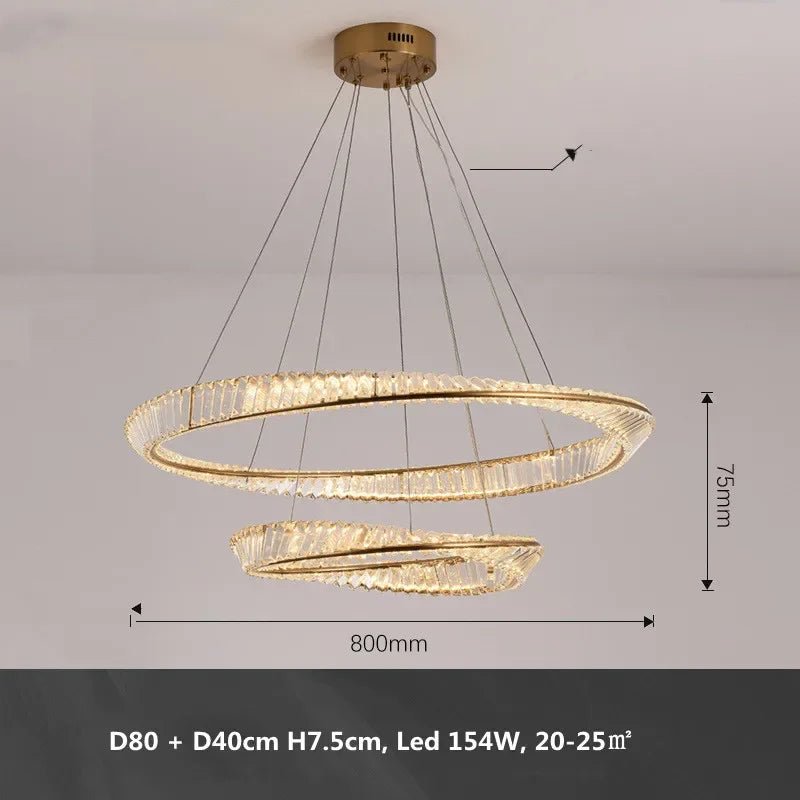 Gold Metal LED Dimmable Ceiling Light with K9 Crystals