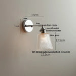Afralia™ Iron Rotate LED Wall Light Modern Pull Chain Switch Clear Glass Wandlamp