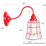 Afralia™ Edison Red LED Wall Lights - Iron Industrial Vintage Bedside Lamp