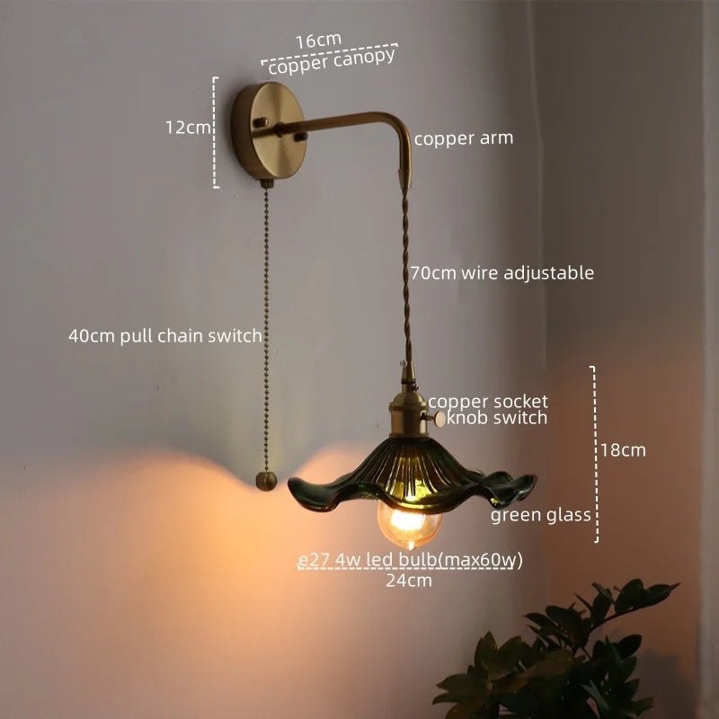 LED Copper Wall Light for Bathroom Mirror and Hallway - Glass Luminaria De Parede