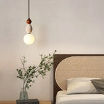 Afralia™ Yellow Travertine Wood Stone LED Pendant Light Fixture Nordic Modern Hanging Lamp