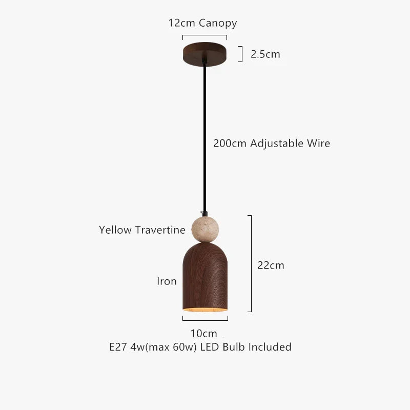 Yellow Travertine Iron Pendant Light - Wabi-Sabi Style Home Decoration Lighting