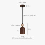 Yellow Travertine Stone LED Pendant Light: Modern Iron Fixture for Home Decor