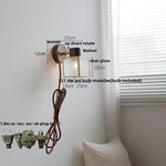 LED Wall Lamp Sconce Walnut Wood Clear Glass Rotate Dining Room Mirror Light