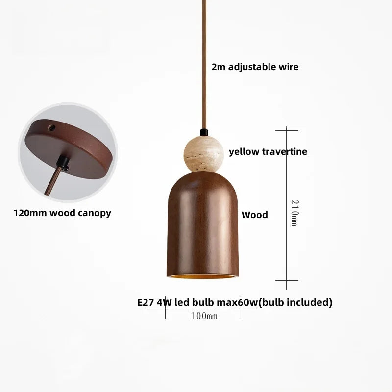 Wood LED Pendant Lamp - Wabi Sabi Yellow Travertine