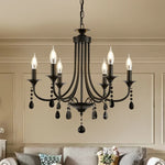Black Metal Crystal Chandelier: Artistic LED Lighting for Home Decor